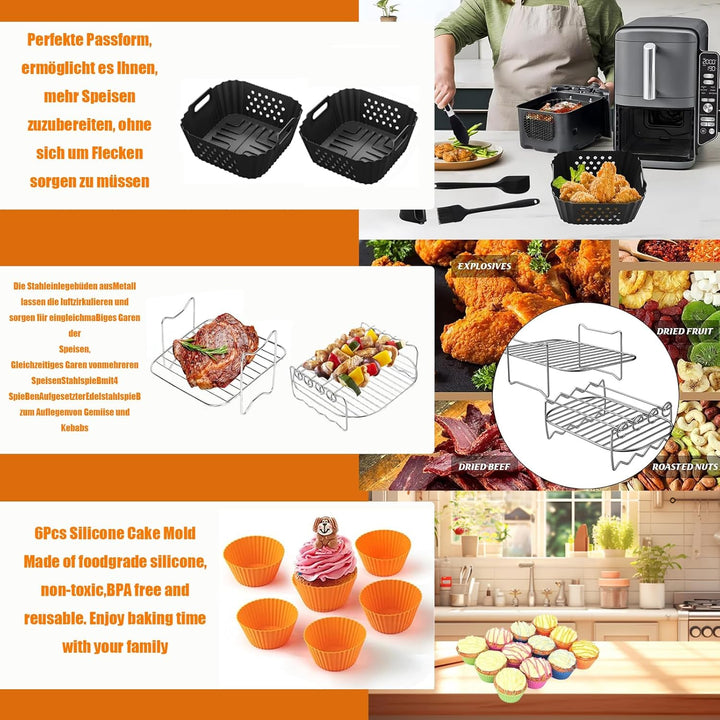 Heissluftfritteuse Zubehör für Ninja Double Stack Heissluftfritteuse 7,6 L Airfryer SL300EU, Silikon