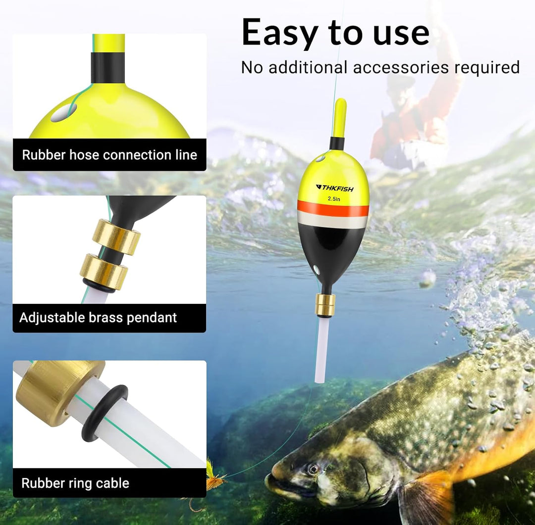 THKFISH Angelposen Set, 5 Stück Holz Posen Angeln, Schwimmer Angeln Bobber Float mit Verstellbarer M
