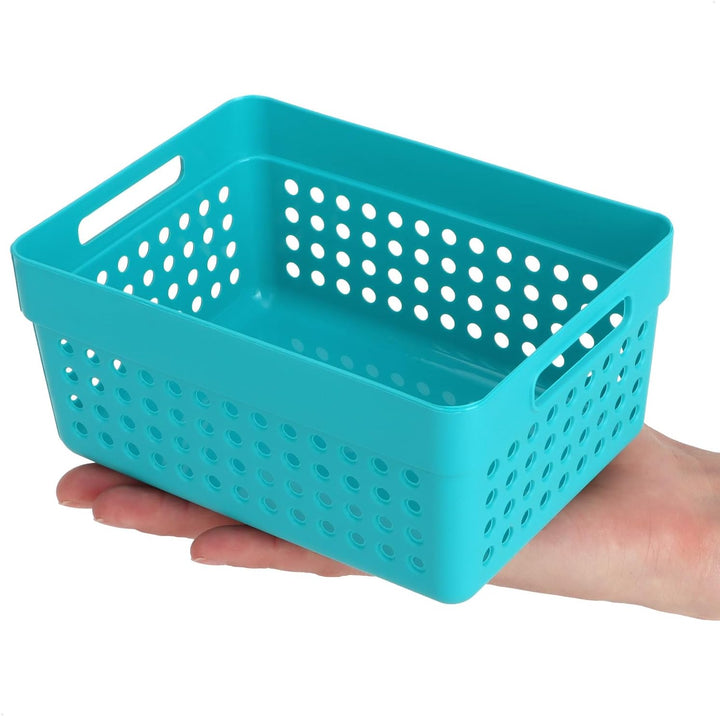 com-four® 5x Aufbewahrungskorb - Deko-Körbe mit Seitengriffen - Kunststoffboxen für Kosmetik, Spielz