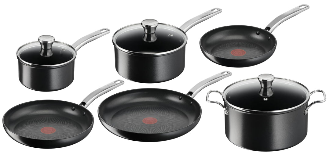 Tefal Set mit 6 Stück, Pfannen, Töpfe, Töpfe, Induktion, Antihaftbeschichtung, robuster Griff, Therm