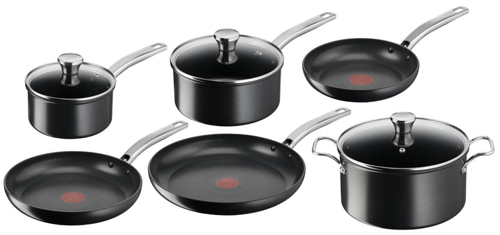 Tefal Set mit 6 Stück, Pfannen, Töpfe, Töpfe, Induktion, Antihaftbeschichtung, robuster Griff, Therm