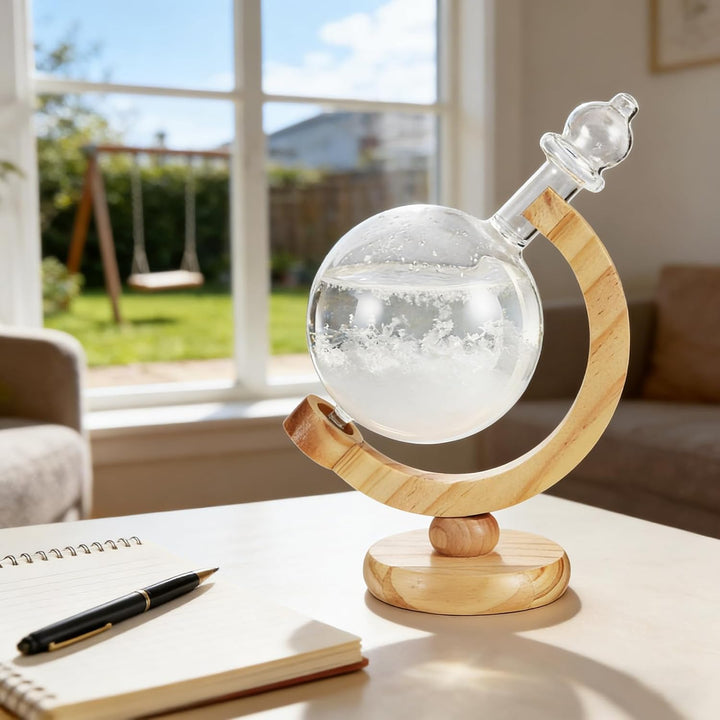 Sturmglas Wettervorhersage, Globus-Sturmglas Aus Glas Und Holz Elegante Deko Sturmglas zur Wettervor
