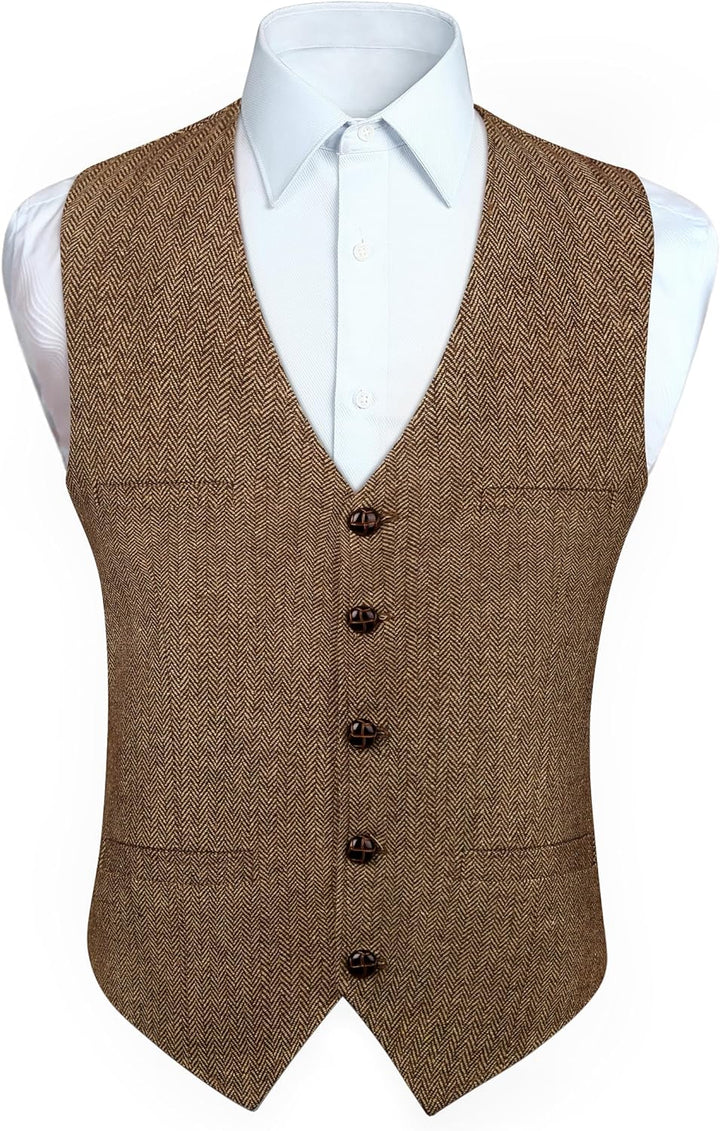 Herren Anzugweste Herringbone Weste Hochzeit Herrenweste Formale Tweed Wollweste Classic Basic Weste