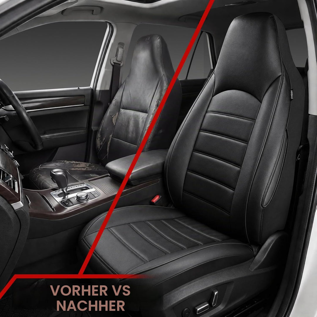 AUTOYOUTH Universal Vordersitzbezüge, wasserdicht, PU-Leder, Schwarz, Airbag-kompatibel, Paar, für S
