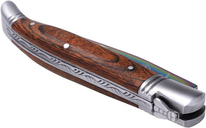LAGUIOLE - Titan-Faltmesser mit braunem Pakka-Holzgriff - Titan, Pakka-Holz - Faltmesser für den täg