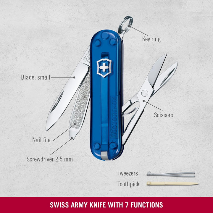 Victorinox Schweizer Taschenmesser, Klein, Classic SD, Multitool, Swiss Army Knife, Geschenk, 7 Funk