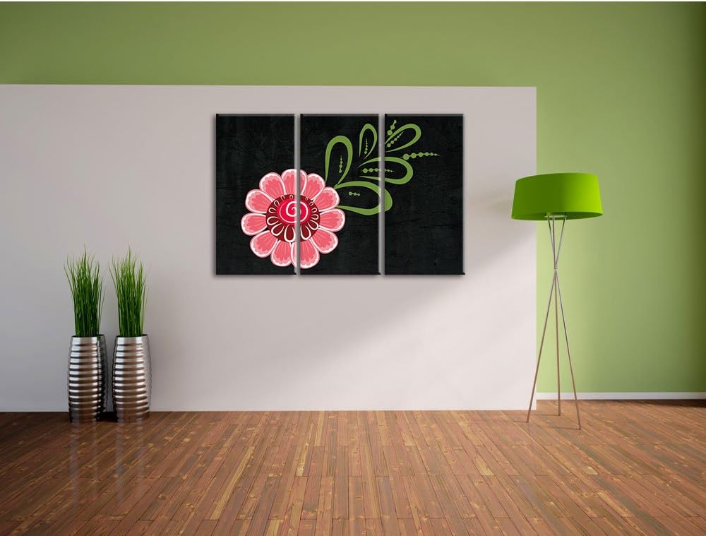 Pixxprint Hübsche rosa Blume als Leinwandbild/Grösse: 3 Teilig (120x80) cm/Wandbild/Kunstdruck/ferti