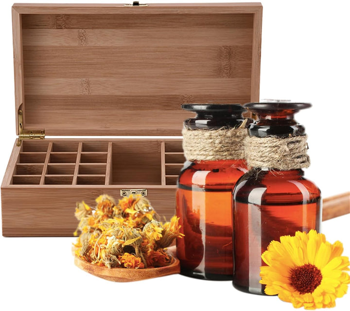 RoseFlower Bambus Ätherisches Öl Organisator Behälter Duftöle Display Ständer, 25 Löcher Aufbewahrun
