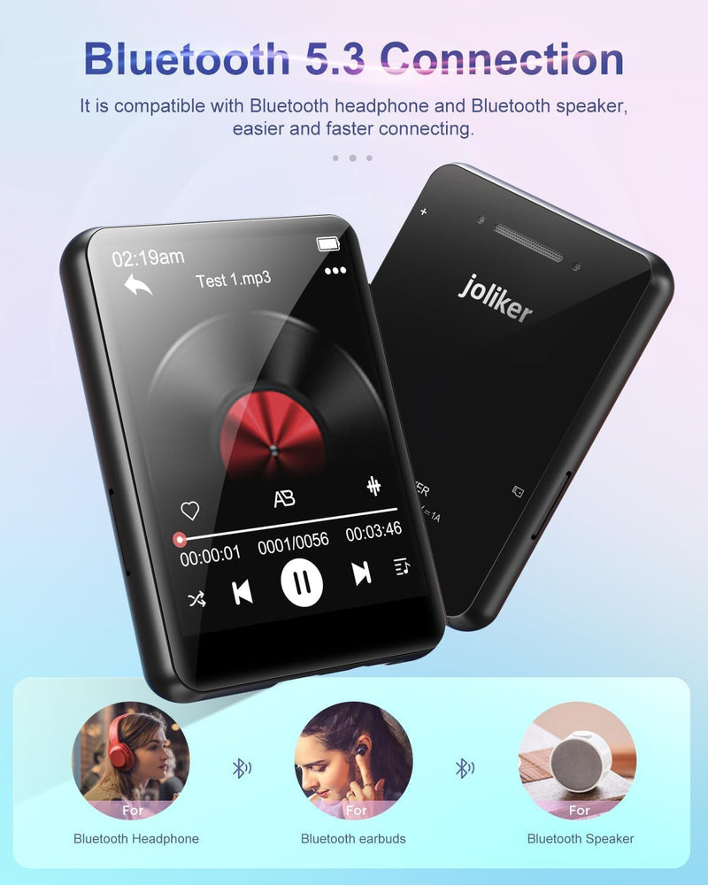 32GB MP3 Player Bluetooth 5.0, HiFi Verlustfreier Ton Musik Player mit Lautsprecher, Voice Recorder,