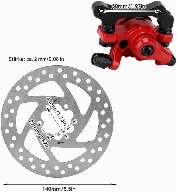 Bremsenzubehör, langlebiges Bremsscheiben-Sattelset Edelstahl 6-Loch 140mm für Elektroroller