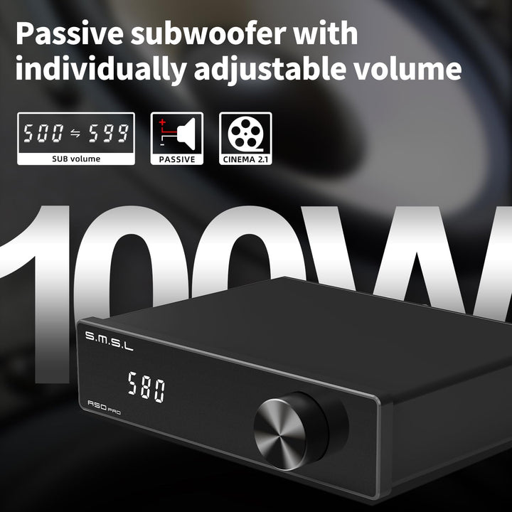S.M.S.L A50 Pro Verstärker,LPF&amp;HPF,2.1 Kanal Audio Verstärker,100W Bass Ausgangsleistung, HiFi Bluet