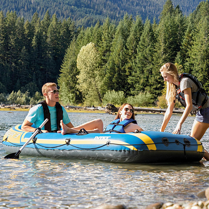Intex Challenger 3 Set Schlauchboot - 295 x 137 x 43 cm - 3-teilig - Blau / Gelb Single, Single