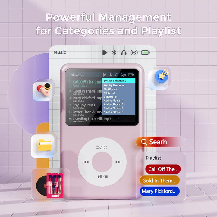Innioasis Y1 64GB MP3 Player - Zeitlose Klasse: Touch Wheel-Steuerung, Bluetooth, Video-Player, Hörb