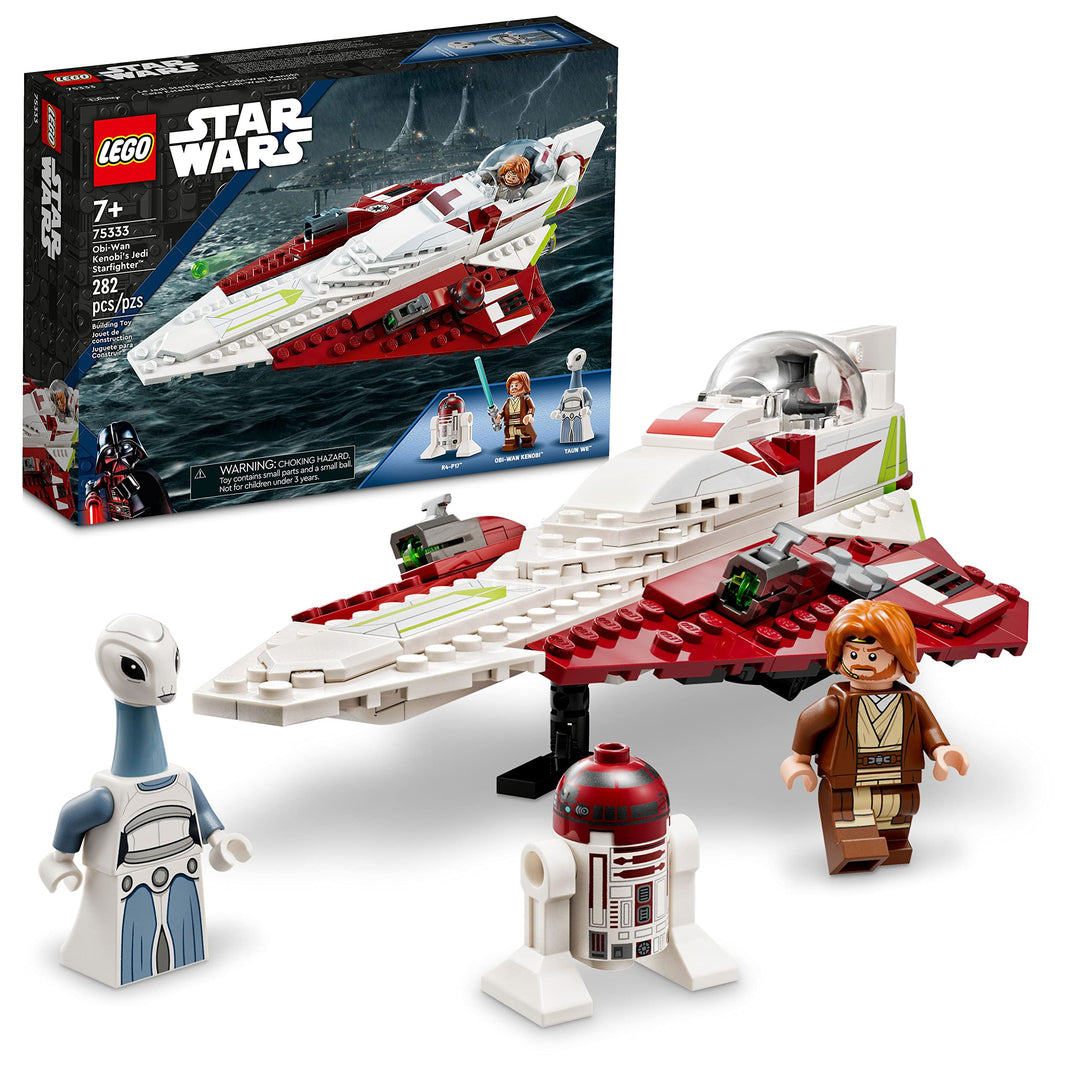 LEGO Star Wars OBI-Wan Kenobi's Jedi Starfighter 75333 Building Toy Set Features Minifiguren, Lights