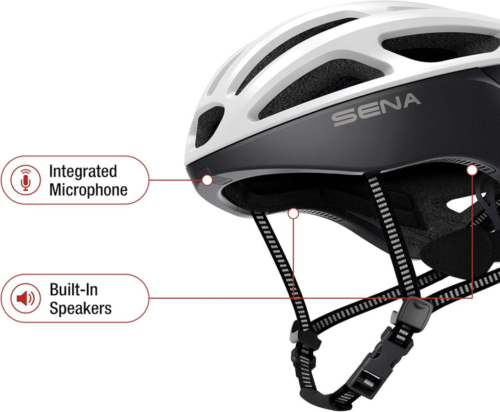 Sena R1 EVO Smart Fahrradhelm (Matte White, Grösse M)