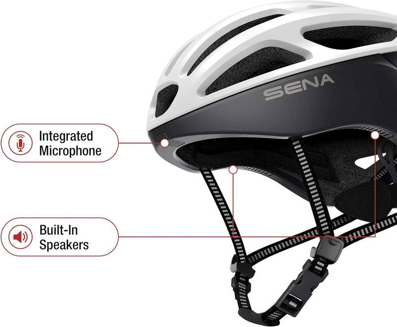 Sena R1 EVO Smart Fahrradhelm (Matte White, Grösse M)