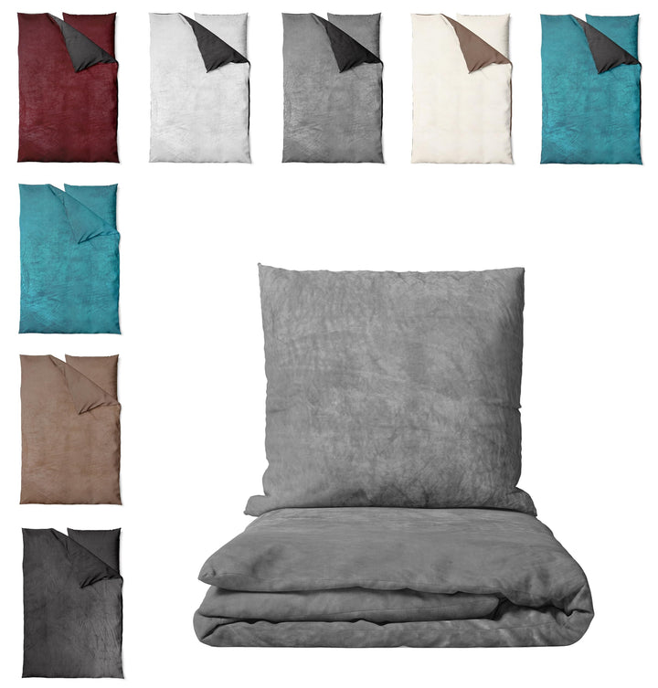 one-home Winter Bettwäsche Unifarben Teddy Plüsch Cashmere Touch Nicki Coral Fleece Flauschig Kusche