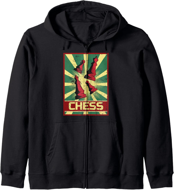 Retro Logo mit Schachfiguren - Schach Kapuzenjacke