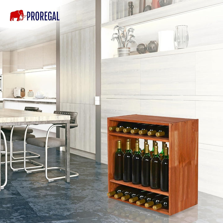PROREGAL Modulares Weinregal VINCELLAR MOD | HxBxT 60x60x30cm | Standflaschen Modul für 32 Flaschen