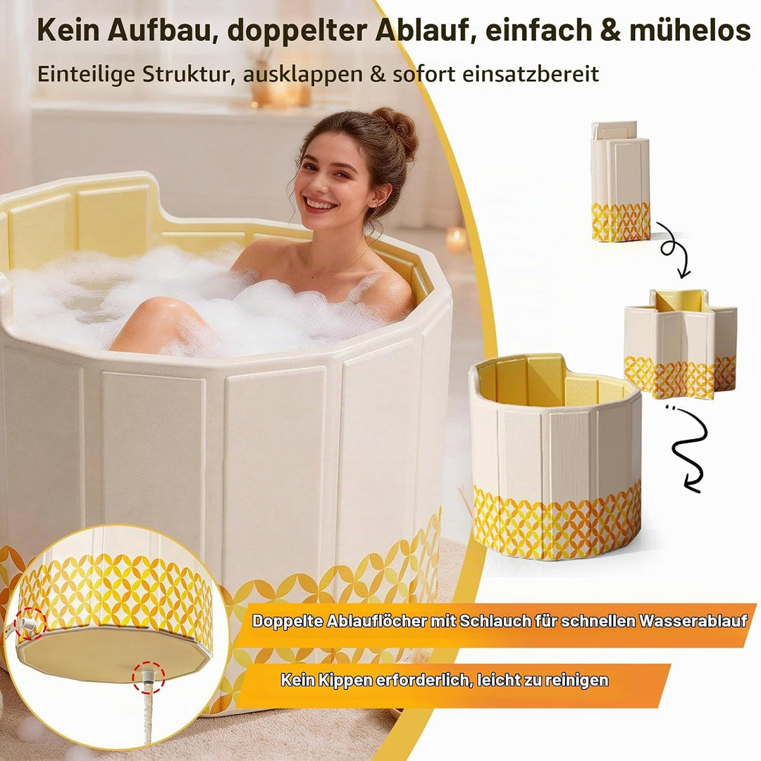 80 cm Faltbare Badewanne Erwachsene, Portable Erwachsenen-Badewanne für Dusche, Upgrade C-Förmiger R