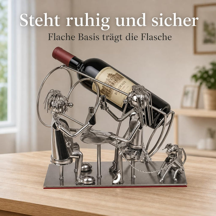 MIJOMA Weinflaschenhalter Liebespaar – Handgefertigte Metallkunst, romantischer dekorativer Flaschen