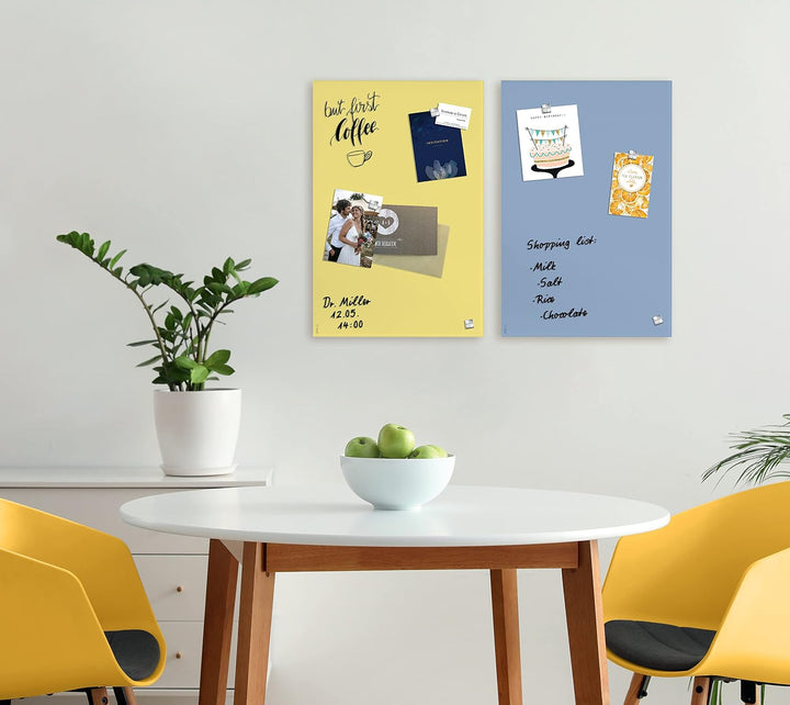 SIGEL GL512 Premium Glas-Magnettafel 60x40 cm, pastellgelb: matt, nicht spiegelnd, TÜV geprüft, einf