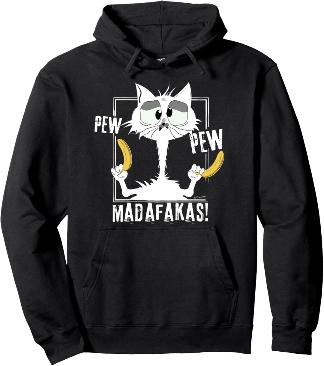 Pew Pew Madafakas Halloween Cat Katze & Bananen Geschenk Pullover Hoodie