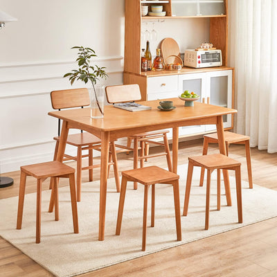 IBUYKE 4er Set Esszimmerhocker, Holzstapelstuhl mit Rutschfester Matte, Stapelhocker für Klassenzimm