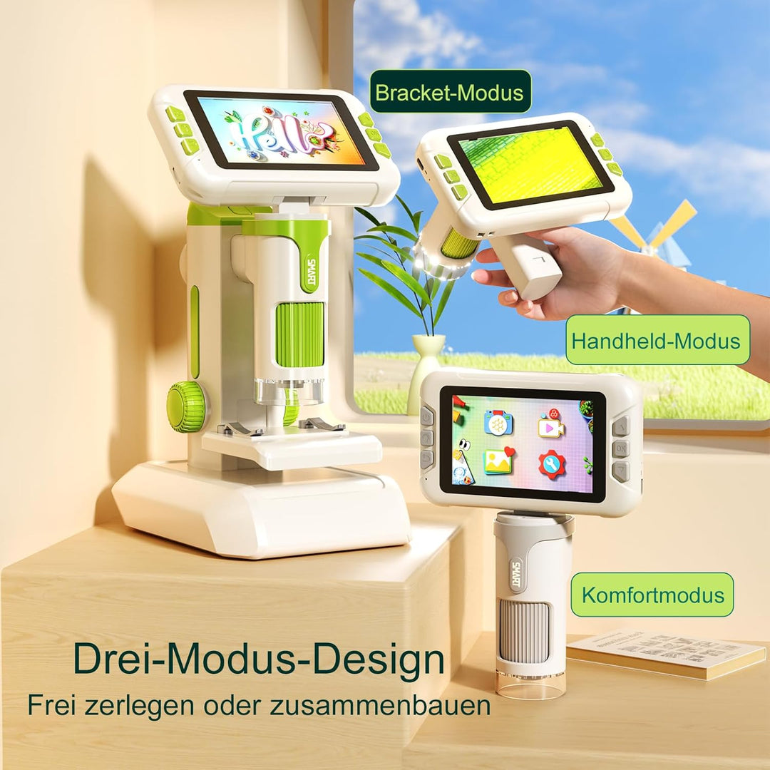 4,0" IPS Digital Mikroskop 1600X, 1080P Tragbares Handmikroskop mit Foto- und Videoaufzeichnung, 32