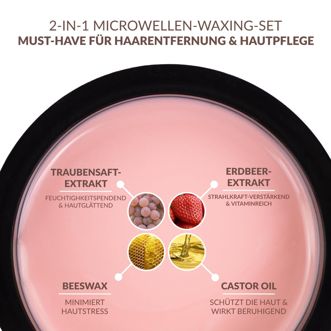 Mikrowellen Heisswachs Set - 2-in-1 Waxing für Haarentfernung & Pflege – Ideal für Gesicht, Körper &