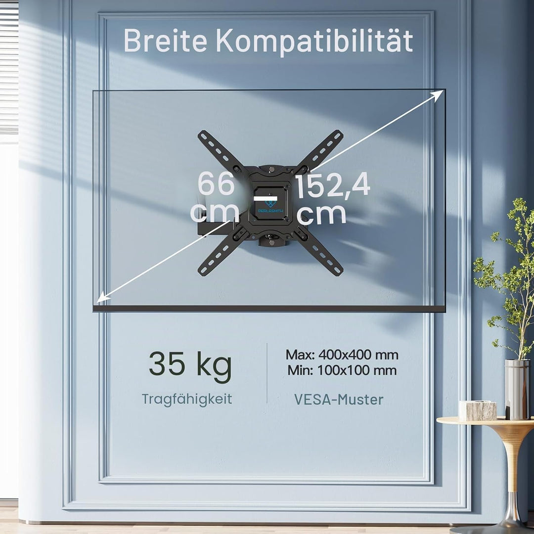 PERLESMITH TV Wandhalterung Schwenkbar Neigbar, Universelle TV Halterung für 26-60 Zoll LED/LCD/Plas
