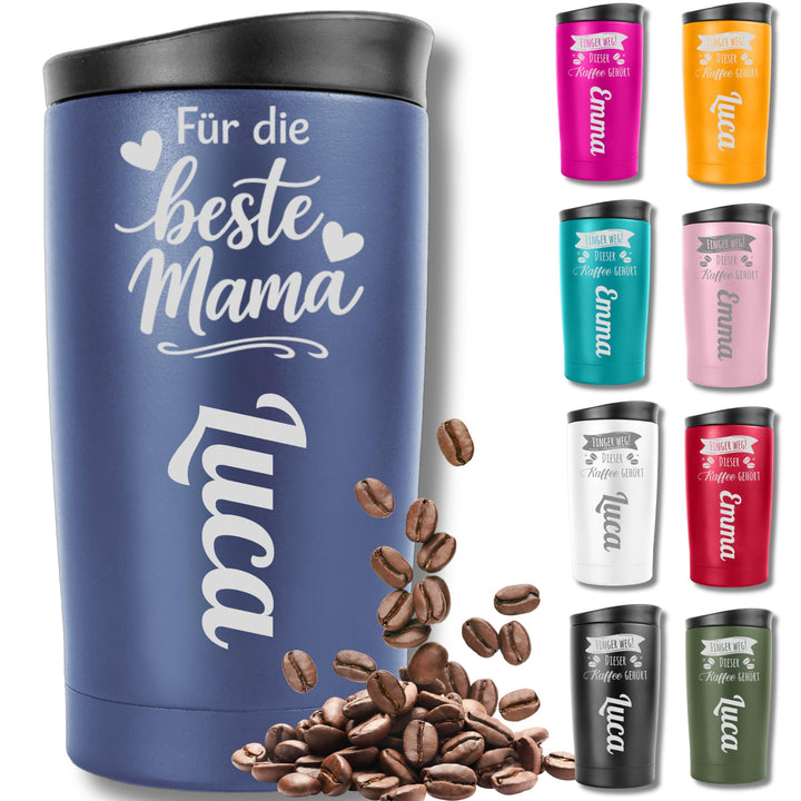 Thermobecher personalisiert mit Gravur – Muttertagsgeschenk Mama – Coffee To Go Becher Edelstahl 350