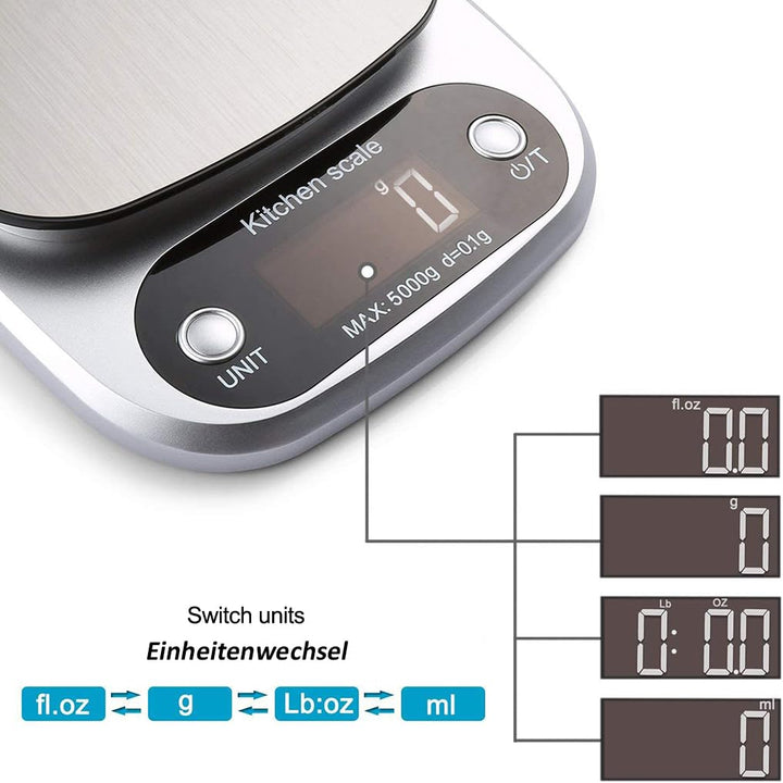 Digitale Küchenwaage Digitalwaage Professionelle Elektronische Waage Küchen Edelstahl Präzision auf