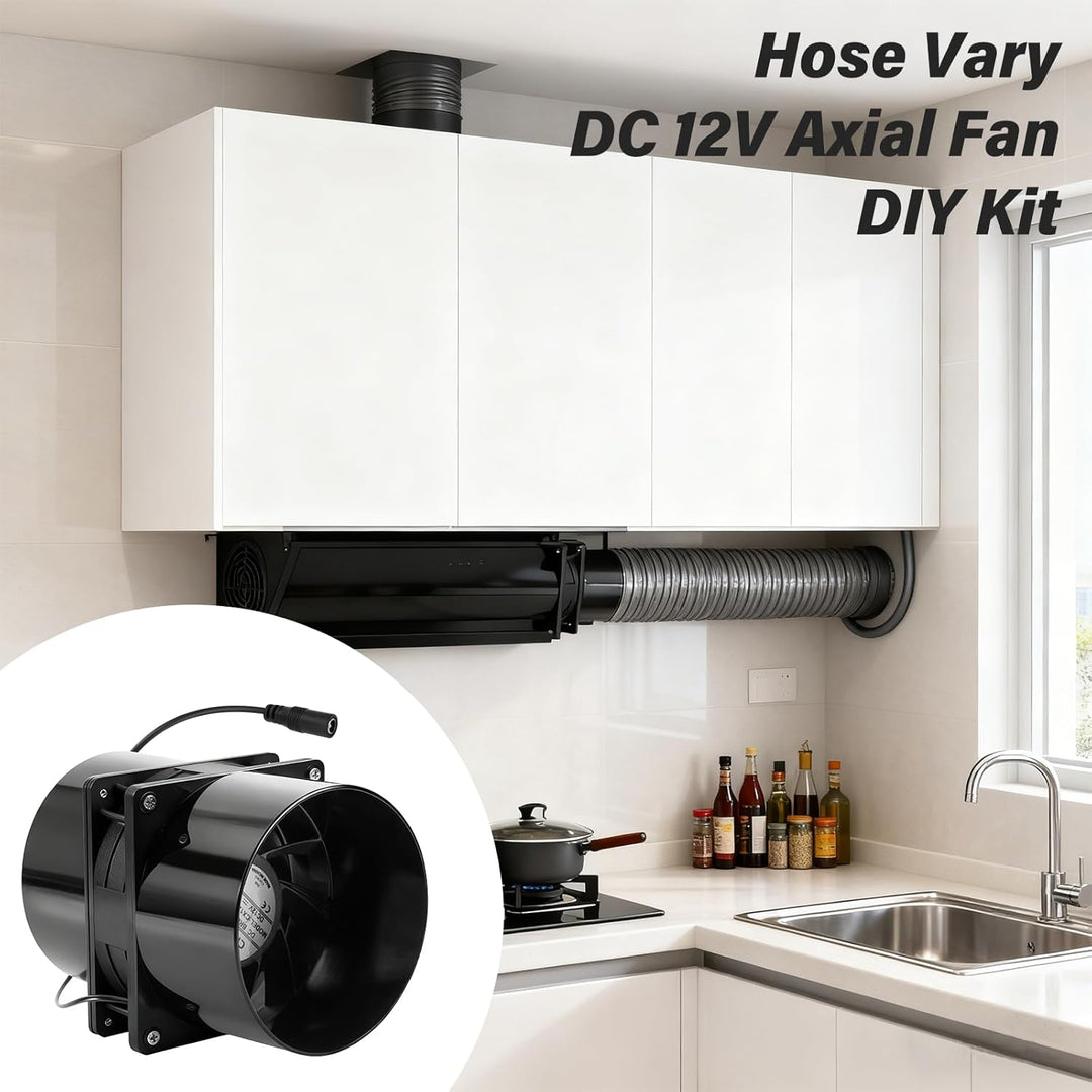 DC 12V Rohrventilator, 100mm Axial Rohrventilator, Lüfter Axiallüfter Abluftventilator, Rohrlüfter R