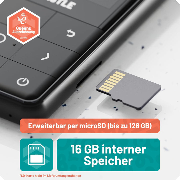 MP3-Player mit Bluetooth | MP3-Player mit 16 GB internem Speicher, erweiterbar auf 128 GB | Schnelll