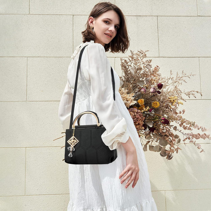NICOLE & DORIS Handtasche Damen Klein Schultertaschen PU Leder Frauen Umhängetasche Henkeltasche Min