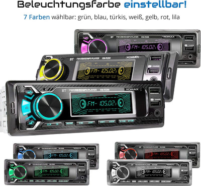 XOMAX XM-R266 Autoradio mit Bluetooth Freisprecheinrichtung, Smartphone Ladefunktion über 2. USB Ans