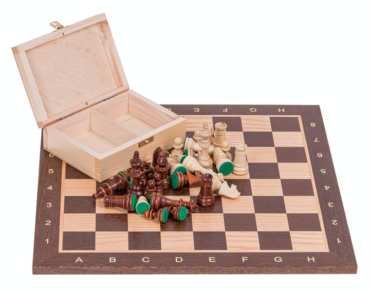 Square - Pro Schach Set Nr. 4 - WENGE - Schachbrett + Schachfiguren Staunton 4 + Kasten - Schachspie
