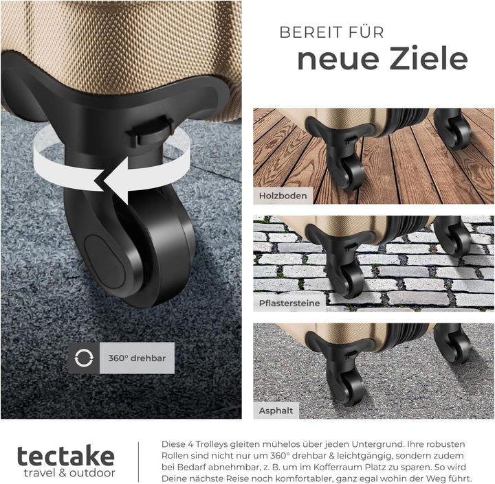 tectake® 4tlg. Hartschalenkoffer Set, Reisekoffer Set mit Rollen, Hartschale aus ABS, Koffer Set mit