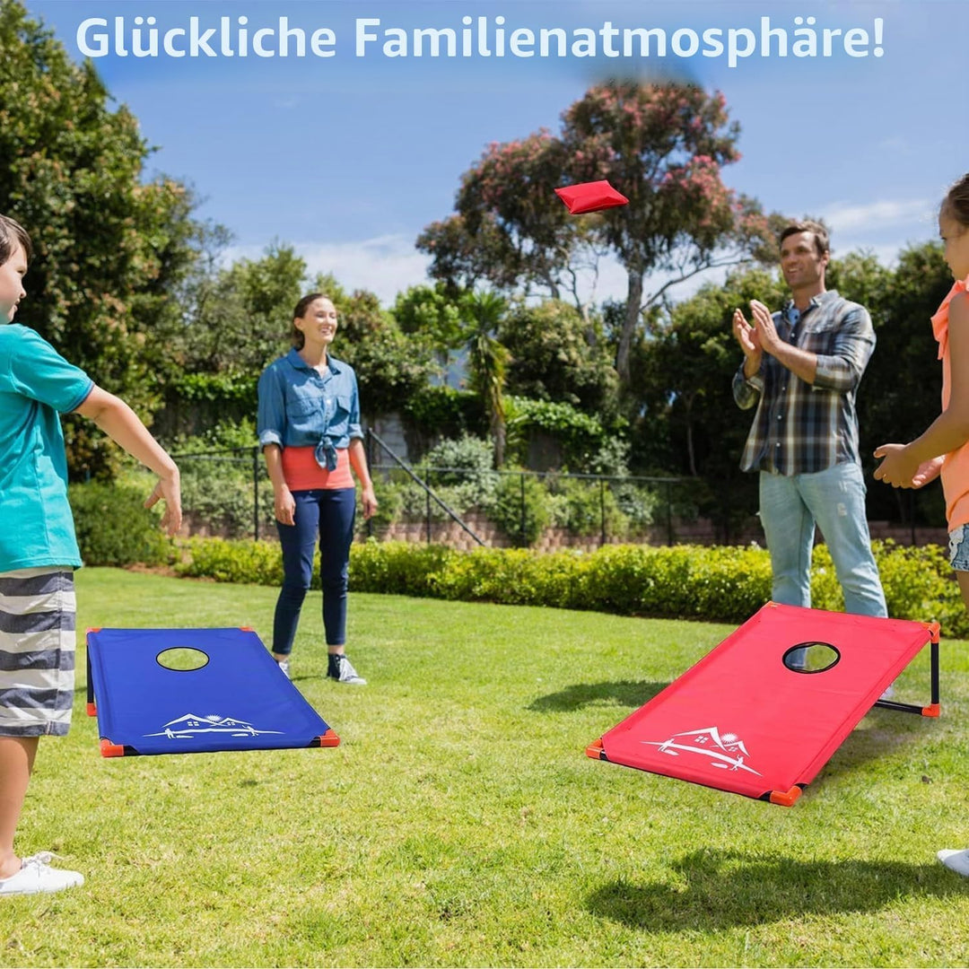 Tragbar Cornhole Spiel Outdoor Cornhole Säckchen mit PVC gerahmt, 8 Bohnensäcke und Tragetasche für