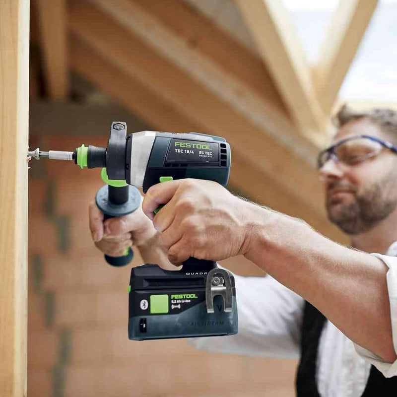 Festool Akku-Bohrschrauber TDC 18/4 5,0/4,0 I-Plus QUADRIVE (mit Akkupacks, Schnellladegerät, Werkze