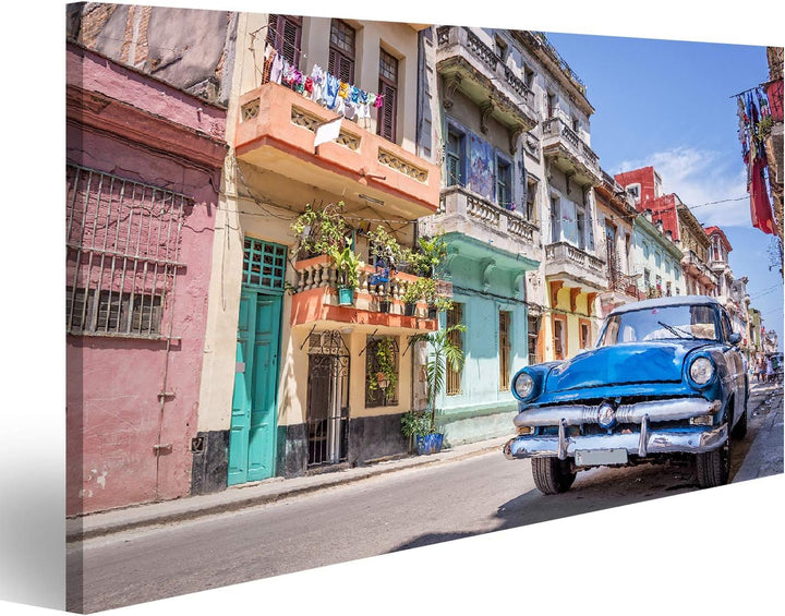 bilderfelix® Bild auf Leinwand Klassisches amerikanisches Oldtimer-Auto in Havanna, Kuba. Wandbild,