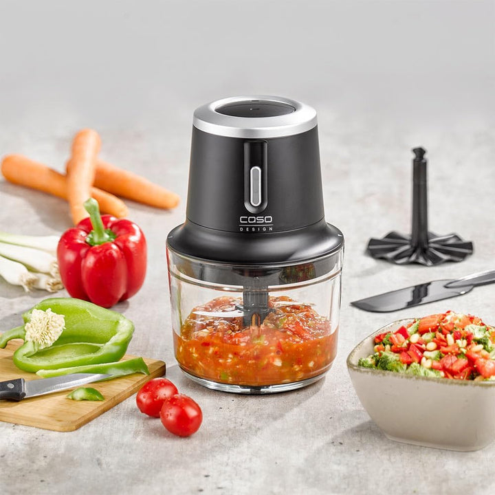 CASO Chop & Go – kabelloser Design Zerkleinerer mit 4 Edelstahlklingen, flexibel und überall einsatz