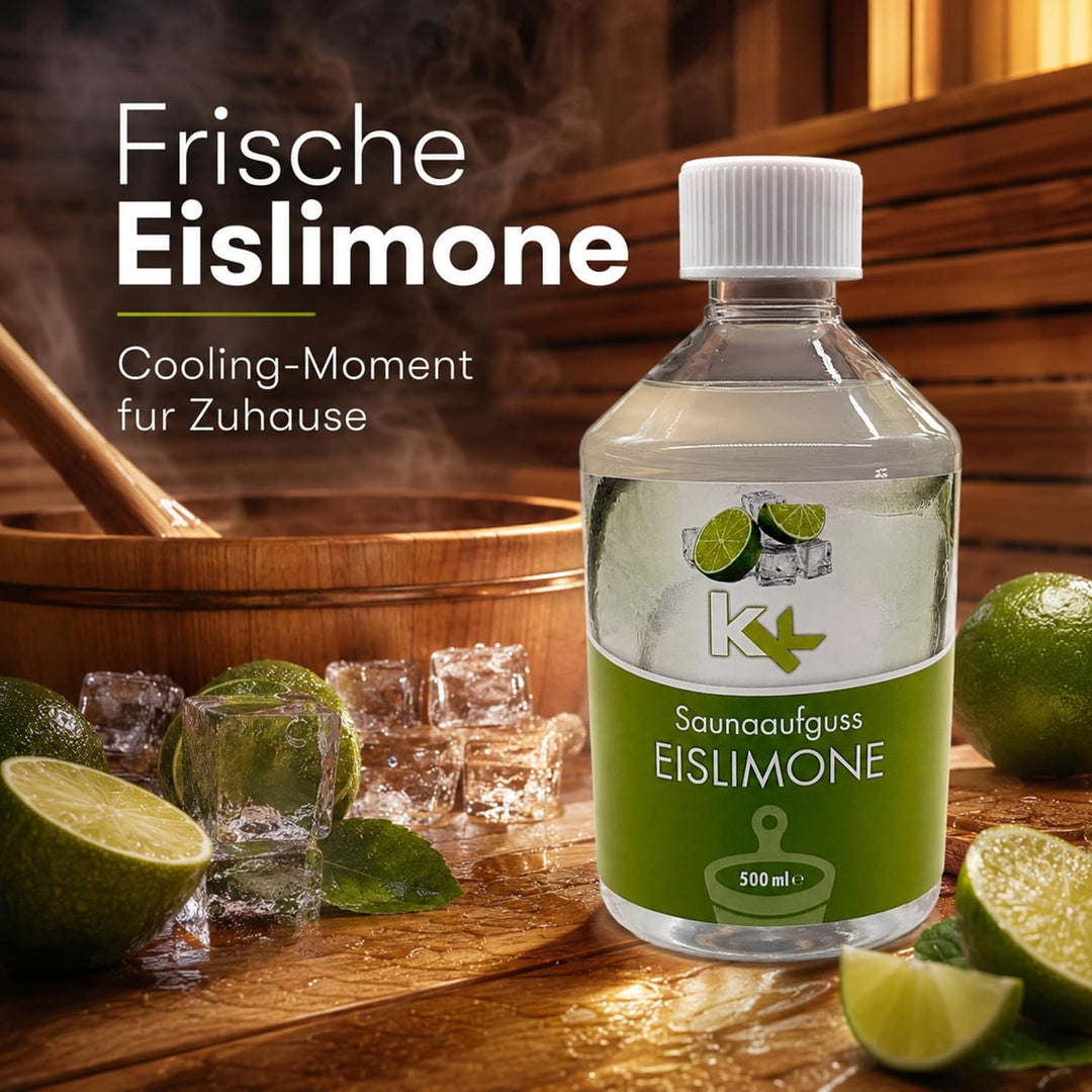 KK Sauna Aufguss Konzentrate PREMIUM - Made in Germany - Duftsorte Eislimone- 500 ml Flasche - Welln