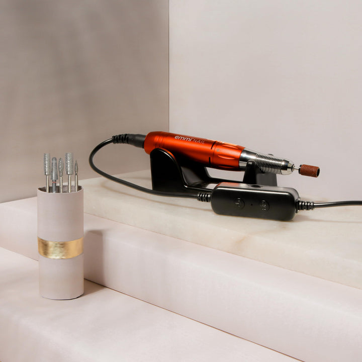 Emmi Nail Elektrischer Nagelfräser mit 6er Bit-Set – USB-Nagelfeile für Gelnägel & Lack – Profi Fräs
