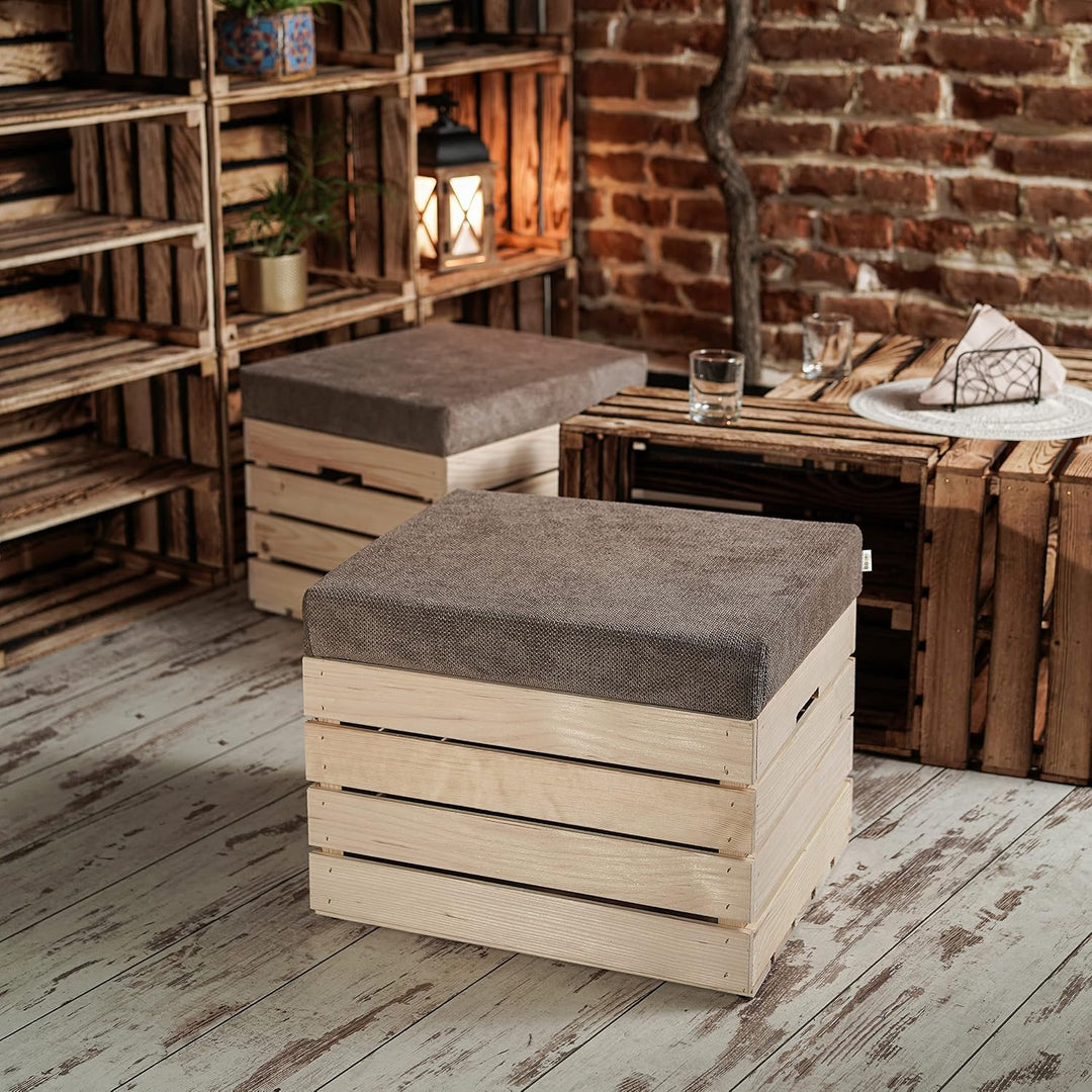 GrandBox Sitzhocker aus Holz 37x40x50 Polster, Sitztruhe Hocker mit Stauraum, Sitzbank, Sitzpouf, Si