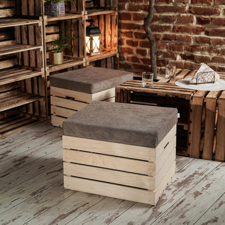GrandBox Sitzhocker aus Holz 37x40x50 Polster, Sitztruhe Hocker mit Stauraum, Sitzbank, Sitzpouf, Si