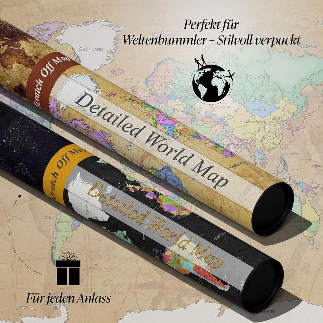 FlYHIGH XXL Weltkarte zum Rubbeln auf Deutsch I 80x57cm I Poster zum aufkratzern I Scratch off Map I