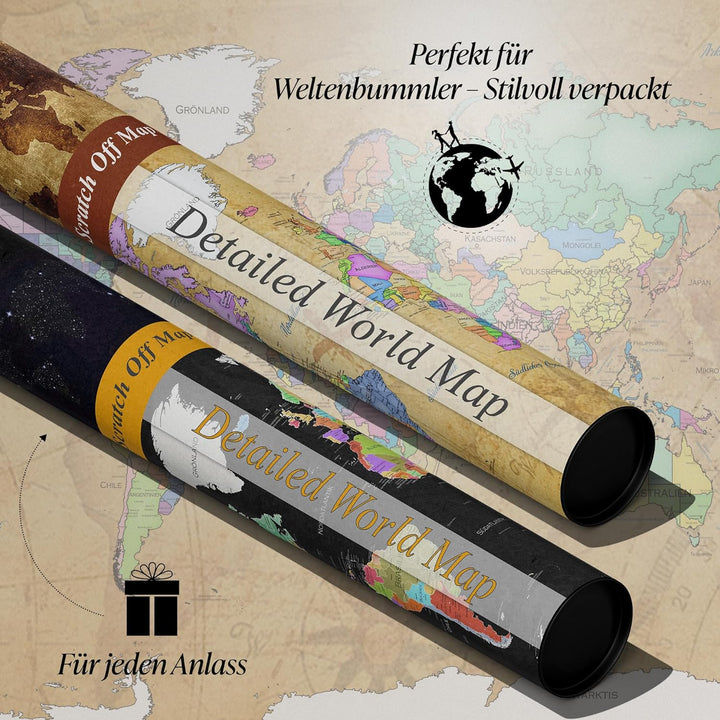 FlYHIGH XXL Weltkarte zum Rubbeln auf Deutsch I 80x57cm I Poster zum aufkratzern I Scratch off Map I