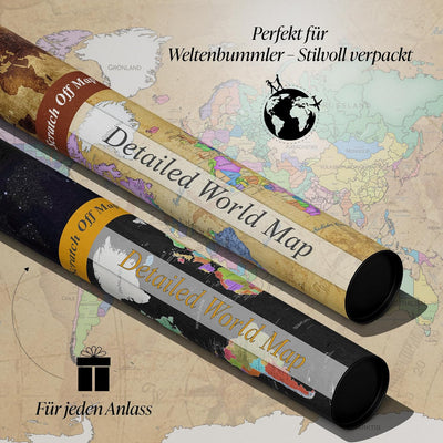 FlyHigh XXL Weltkarte Poster zum Rubbeln in Deutscher Sprache (82x60 cm) inklusive Klebesticker, Kra